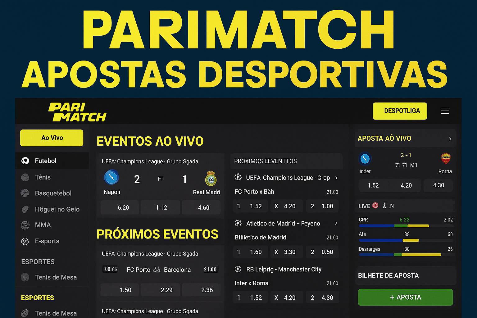 Apostas esportivas no cassino online PARIMACTH